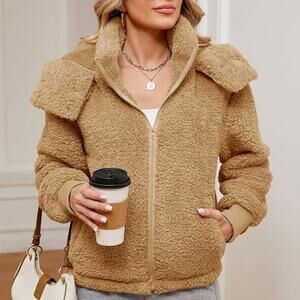 Micoson Cropped Faux Fur Coat Teddy Jacket Sz M NWT